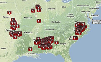 This image, courtesy of the National Weather Service Forecast Office in San Diego, Calif., shows tornado reports April 14-16, 2011 as of 12:00 p.m. EDT Sunday April 17, 2011.