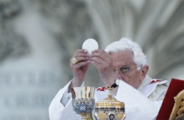 Pope Benedict XVI celebrates Mass outside the Basilica of St John Lateran