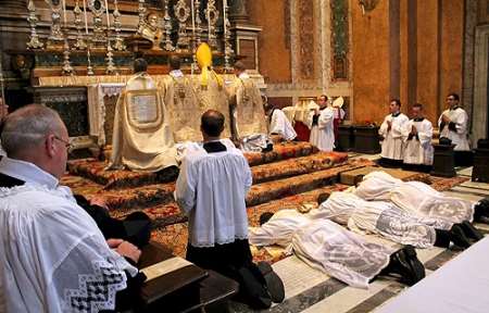 Ordination at the Fraternity of St. Peter's Roman Parish, Santissima Trinità dei Pellegrini in Rome, Italy. June 22, 2013