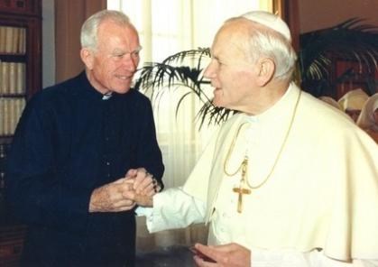Fr. Patrick Peyton pictured with Pope John Paul II