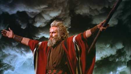 Actor Charlton Heston (1923-2008) as "Moses" in the 1956 film, "The Ten Commandments."