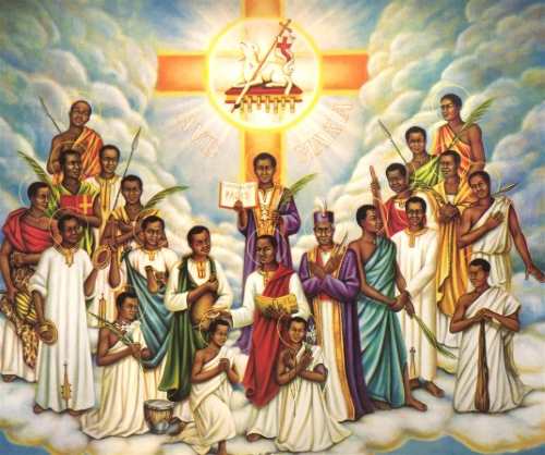 Charles Lwanga was one of twenty-two Ugandan martyrs who were converted from paganism by the Society of Missionaries of Africa.