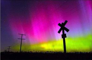 The aurora borealis lights up the sky northwest of Lawrence, Kan., early on Monday, Nov. 8, 2004. Also known as the northern lights, the sky show appeared above much of the Midwest on Monday. 