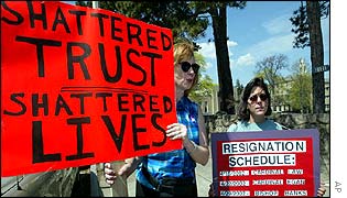 Protests outside Cardinal Law's residence in Boston