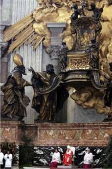 Pope Benedict XVI sits under Bernini's Chair of St. Peter in St. Peter's Basilica at the Vatican.