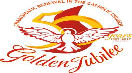 This is the logo for the 50th anniversary celebrations of the Catholic Charismatic Renewal to be held in Rome May 31 to June 4