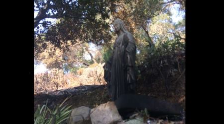 Statue of our Lady after California fire