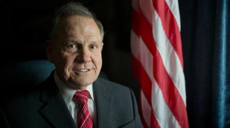 Former Alabama Chief Justice Roy Moore rode his horse to vote in the senate primary on Tuesday. 