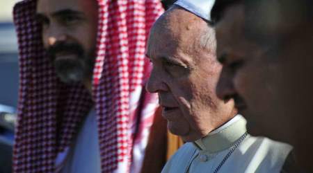 Pope Francis visiting the Temple Mount and meeting Muslim clerics in Jerusalem May, 2014.