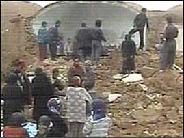 There are fears that many people are buried under rubble.