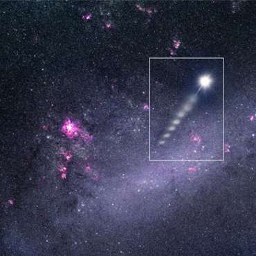 Artist illustration of a star ejected from the Large Magellanic Cloud.