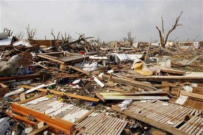 Debris from homes IS all that remains, Saturday, May 5, 2007, after a tornado struck Greensburg, Kan. on Friday.