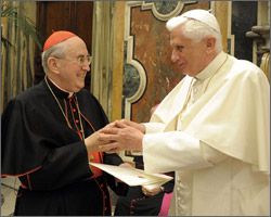 Cardinal Agostino Vallini,Vicar General of Rome, and Pope Benedict XVI