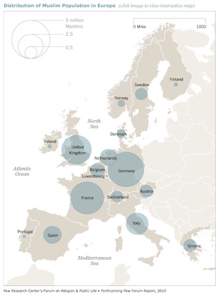 Distribution of Muslim Population in Europe