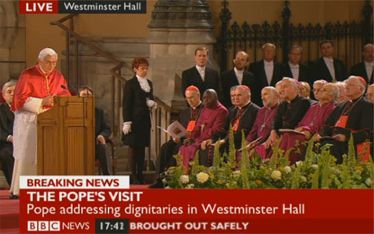 Pope Benedict XVI at Westminster Hall
