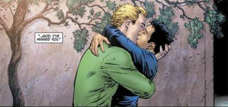 The new Green Lantern greets his boyfriend, Sam.