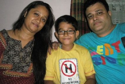 Akash Mukherjee with his parents