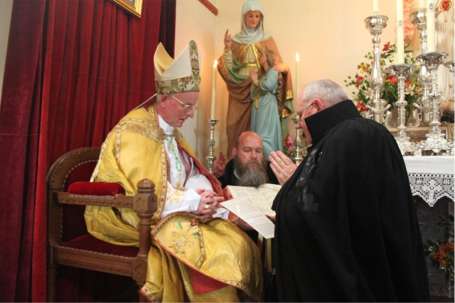 Bishop Hugh Gilbert of Aberdeen and Fr Michael Mary, superior Congregation of the Sons of the Most Holy Redeemer