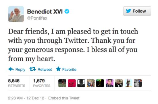 Pope Benedict's First Tweet