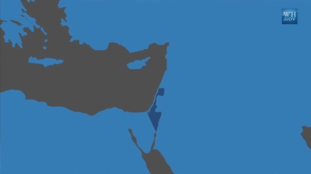 Screen shot of Israel map shown in White House video