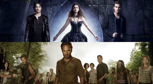 In today's entertainment industry, tales of blood-sucking lovers and brain-eating corpses are big business. Hit shows 'The Vampire Diaries' (top) and 'The Walking Dead' (bottom) are just two examples.