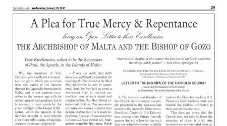 Full-page ad by Maltese Catholics