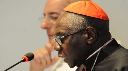 Cardinal Robert Sarah speaks at the Summorum Pontificum conference in Rome on September 14, 2017.