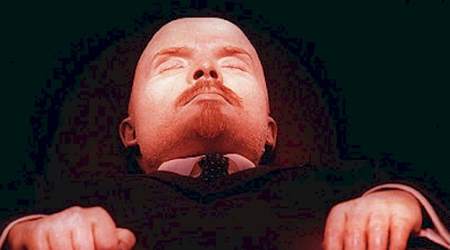 Lenin’s mummified body lies in a mausoleum in Red Square in Moscow
