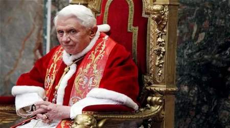 Pope Benedict XVI on his throne