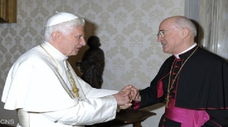 Pope Benedict greets Archbishop Carlo Maria Viganò