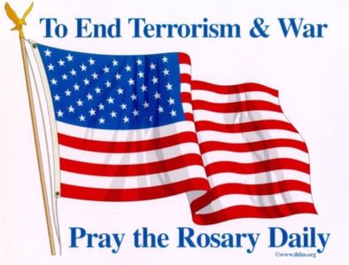To order a copies of the 11x8.5 inch Flag-Rosary Poster on the right click here.