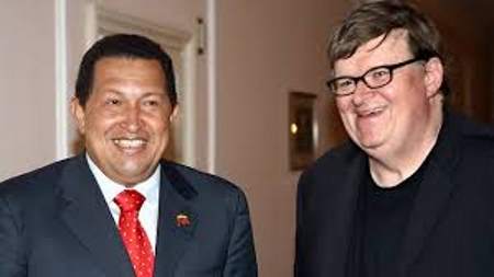 Chavez with good buddy Michael Moore: