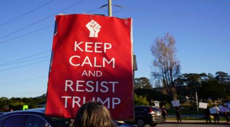 resist trump protester