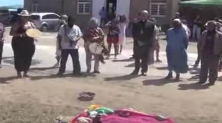 Cardinal Gianfranco Ravasi taking place in a 'Pachamama' ceremony