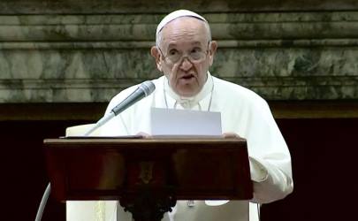 Francis gives his 2019 Christmas address to the Roman Curia at the Vatican. 