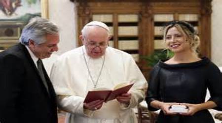 Pope Francis Meets Argentina Republic President Alberto Fernandez and mistress Fabiola Yanez during a private audience at The Vatican on January 31, 2020 in Vatican City. 