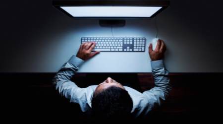 laptop in the darkness