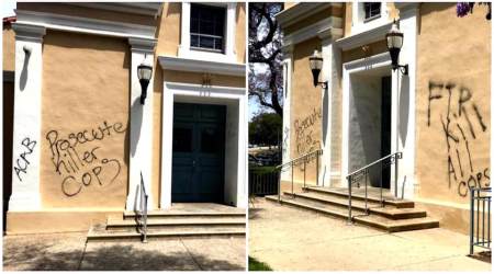 Vandalism against Our Lady of Mt. Lebanon-St. Peter Cathedral, the Official Seat of the Maronite Eparchy Our Lady of Lebanon in Los Angeles, California.