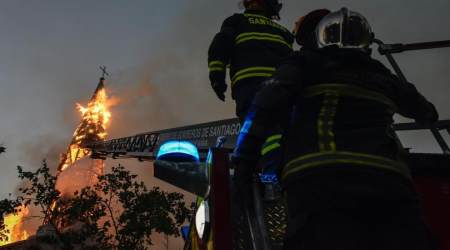 Historical church burns in Chile