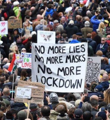 Anti-lockdown protests in Trafalgar Square, London