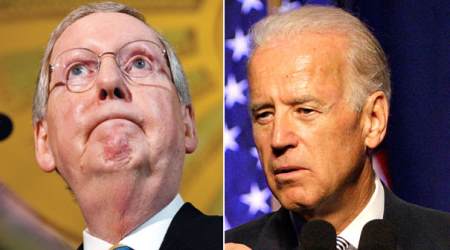 Senate Majority Leader Mitch McConnell and Joe Biden