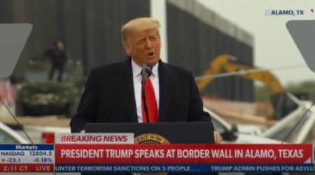 President Trump speaks at the border wall in Alamo, Texas
