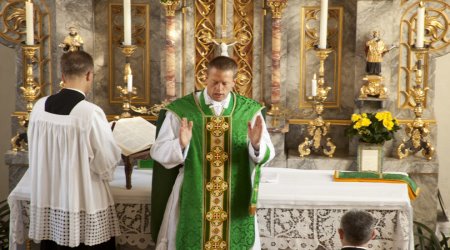 Fr. James Mawdsley offering a first Mass, 2016.