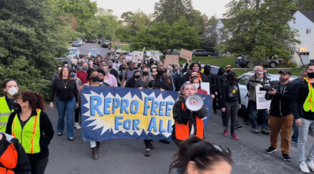 Pro-abortion protestors marching to Supreme Court Justice Alito's house, May 9, 2022