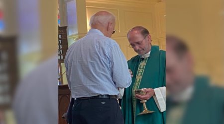 Pro-abortion Joe Biden receiving Holy Communion, July 24, 2021