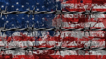 American flag barbed wire