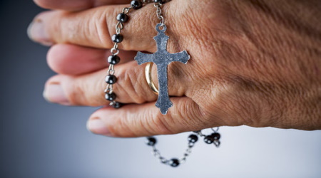rosary folded hands