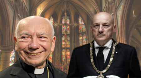Cardinal Coccopalmerio (L) & Grand Master Stefano Bisi (R)