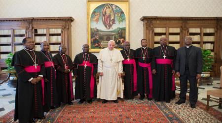 Malawi's Catholic bishops meet with Pope Francis in 2015.