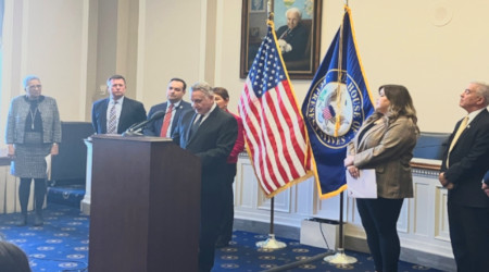 Republican Rep. Chris Smith addresses a press conference at Capitol Hill on February 5, 2024, in Washington, D.C.